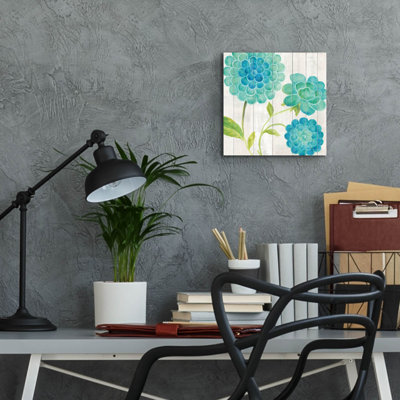 'Aqua Blooms On Wood 1'  by Danhui Nai Acrylic Glass Wall Art