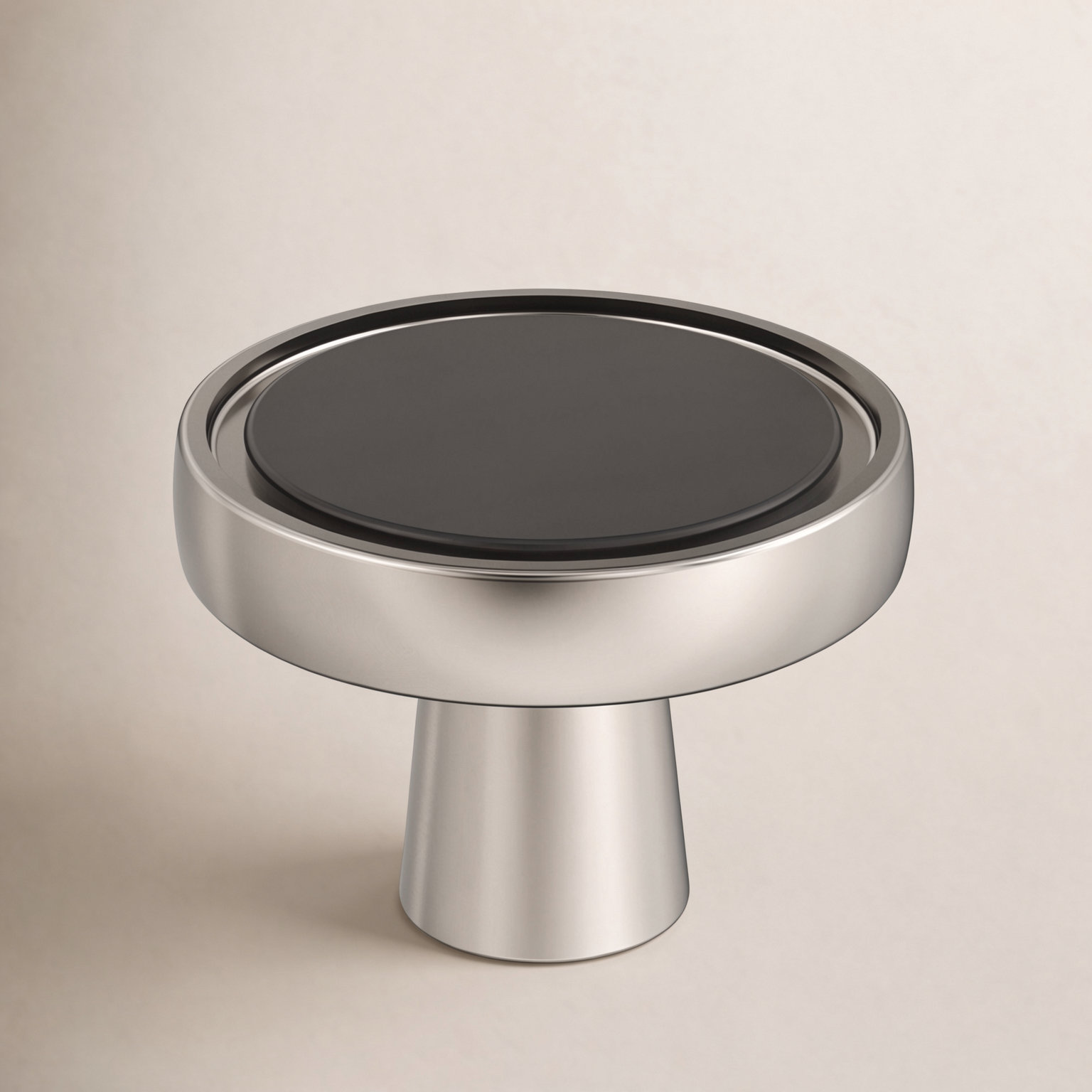 Mergence Round Cabinet Knob, Matte Black/Polished Nickel