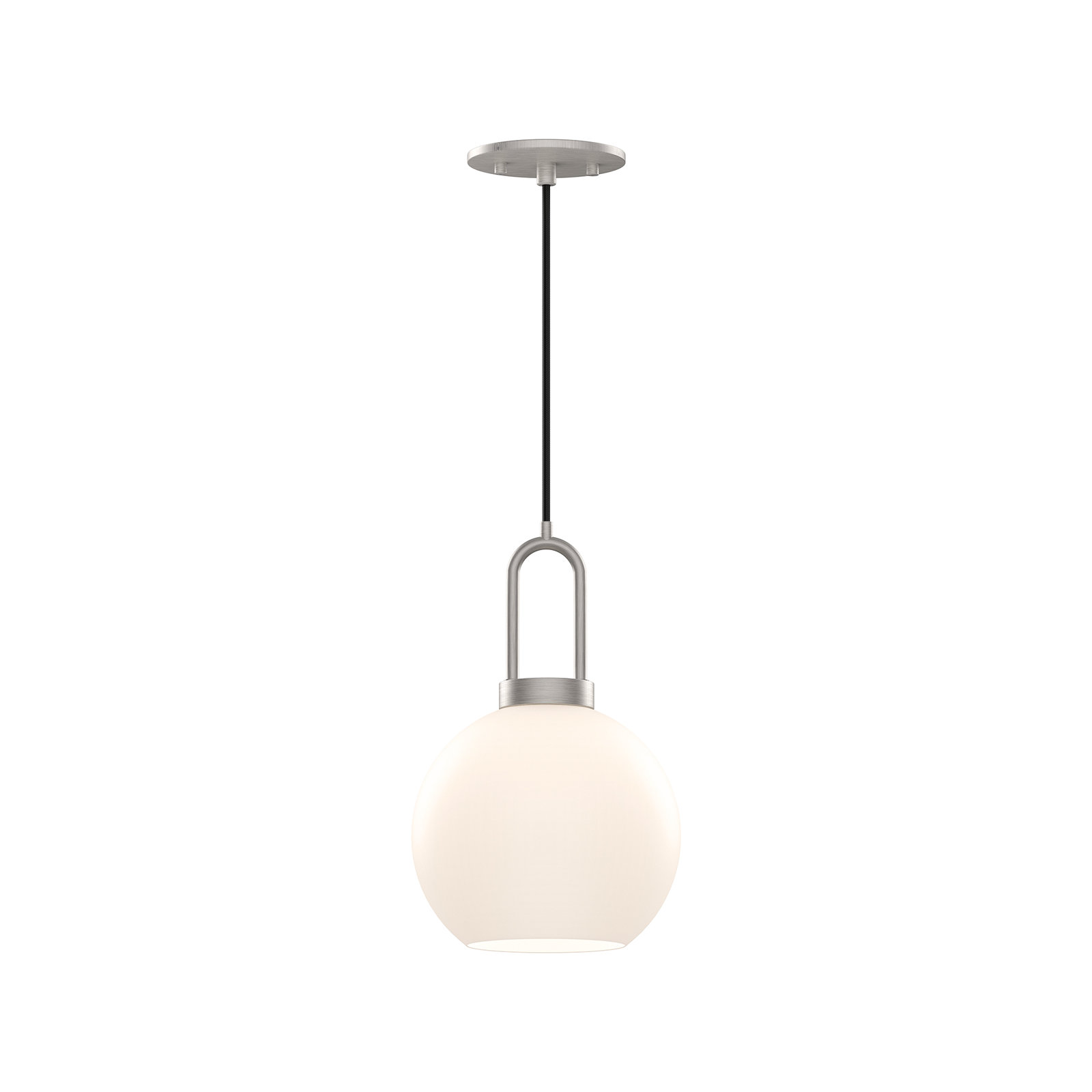 Shiloh Single Light Glass Pendant, Brushed Nickel, Opal, 12.5"H x 7.875"W x 7.875"D