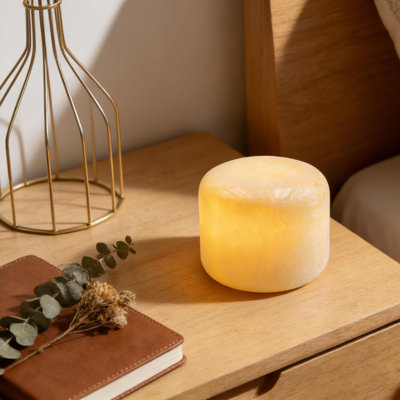 Lampe de table en marbre naturel, lampe d'appoint cylindrique à commande tactile sans fil, rechargeable USB-C avec 3 niveaux de luminosité pour la chambre à coucher, le bureau et le salon