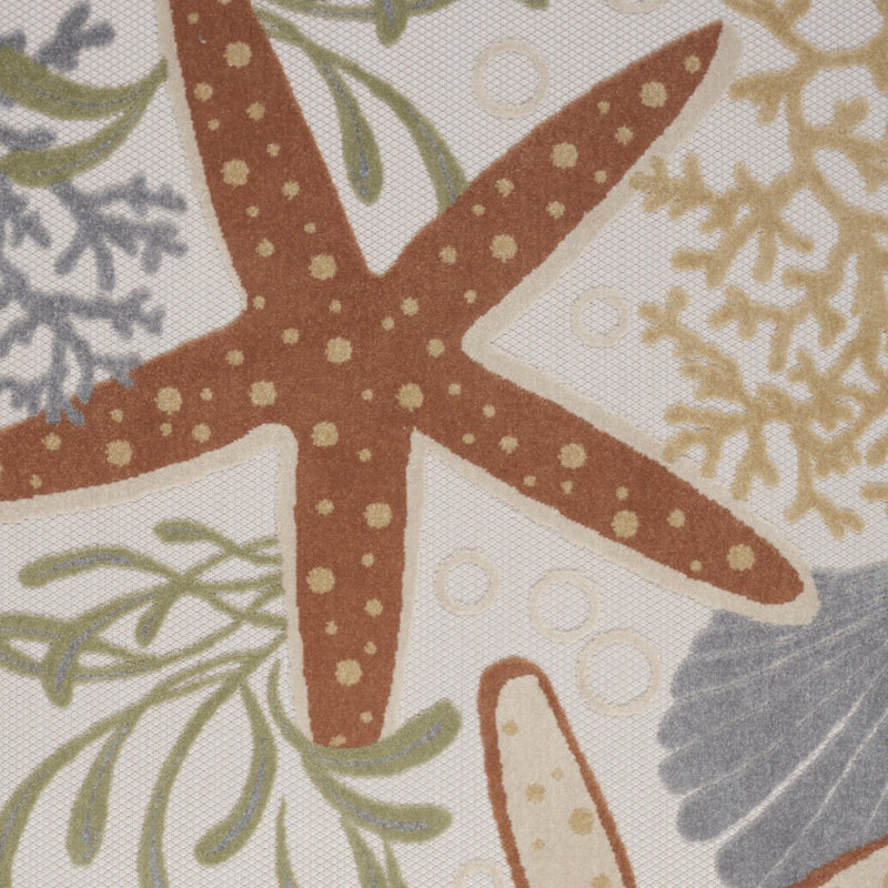 Tapis tissé à la machine 5 pi x 7 pi bleu et orange Starfish