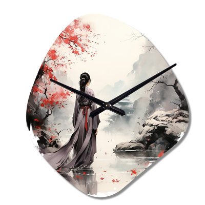 Japan Land Of The Samurai VI - Japan Unique Shape Metal Wall Clock, Traditional Asymmetrical Wall Clock Print