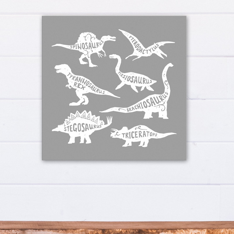 Art sur toile dino names Amapola, H 24 po x l 24 po x P 1,25 po, Gris / blanc