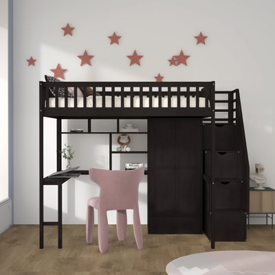 Lit mezzanine double avec bureau intégré Heartlee