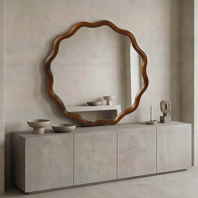 Wavy Wood Frame Mirror for Elegant Home Decor