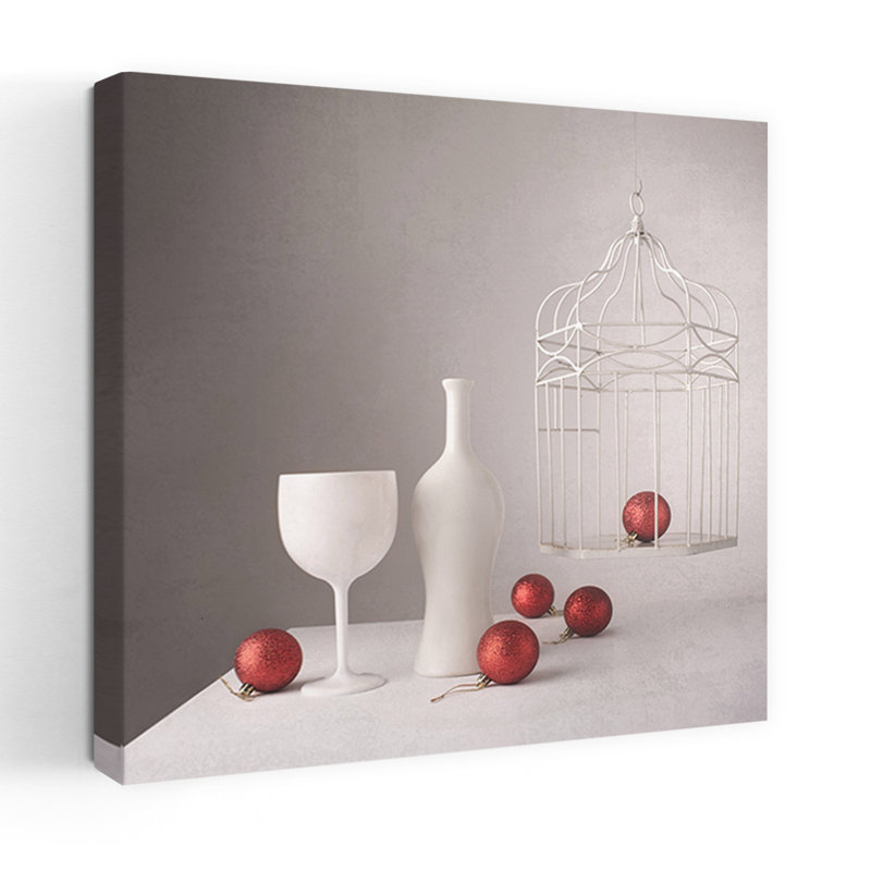 «Elegant Holiday Still Life Elegant Minimalist Modern Bird Winter», reproduction d'art murale, 18" H x 18" W