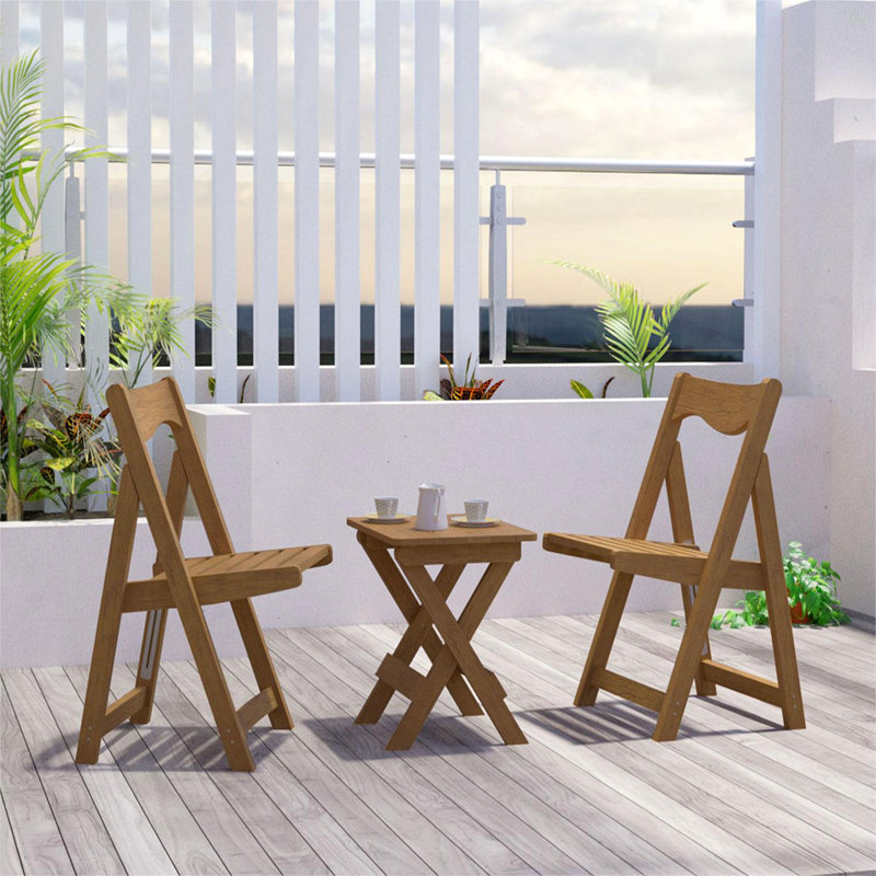 HIPS Material Outdoor Bistro Set Foldable Small Table And Chair Set With 2 Chairs And Rectangular Table