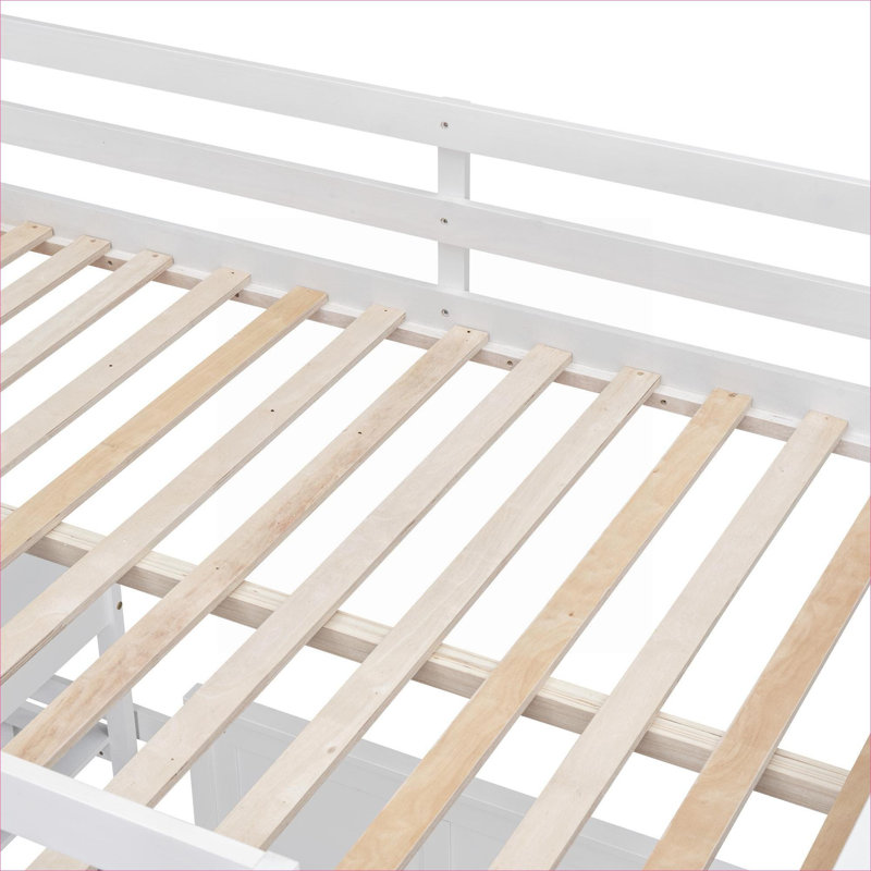 Lit superposé double de style traditionnel avec bureau sous le lit, construction en bois massif, blanc pur