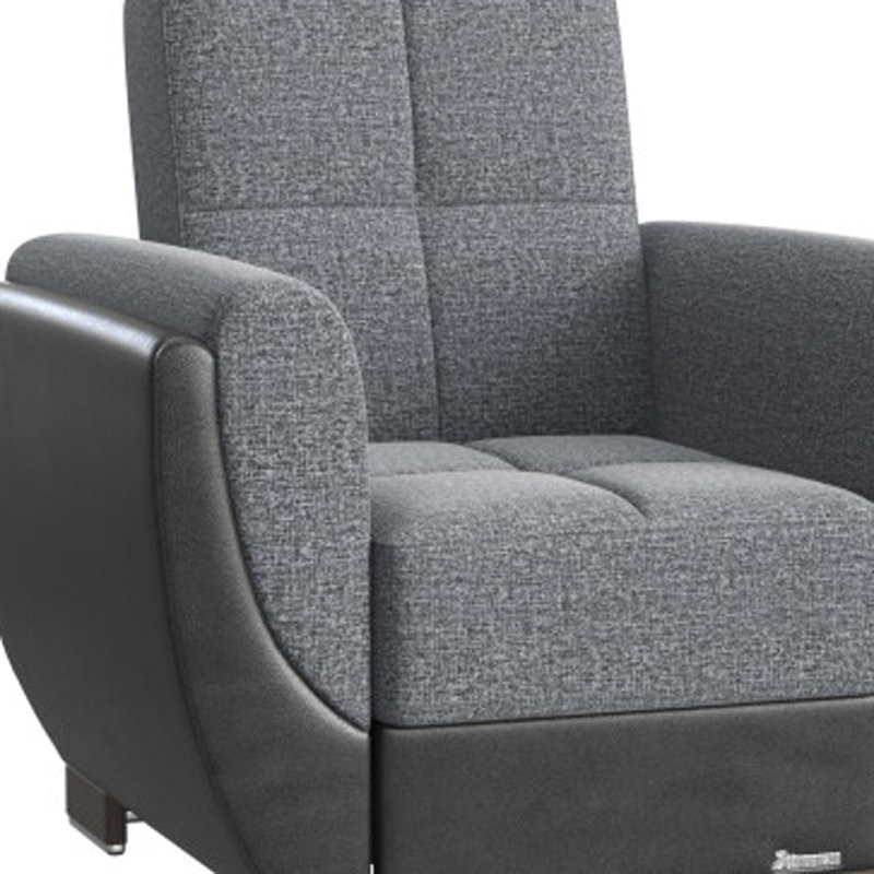 Fauteuil convertible avec accoudoirs convertibles 3-en-1 Jaliah, Microfibre grise / chenille