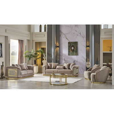 Eude 4 - Piece Velvet Living Room Set by Everly Quinn