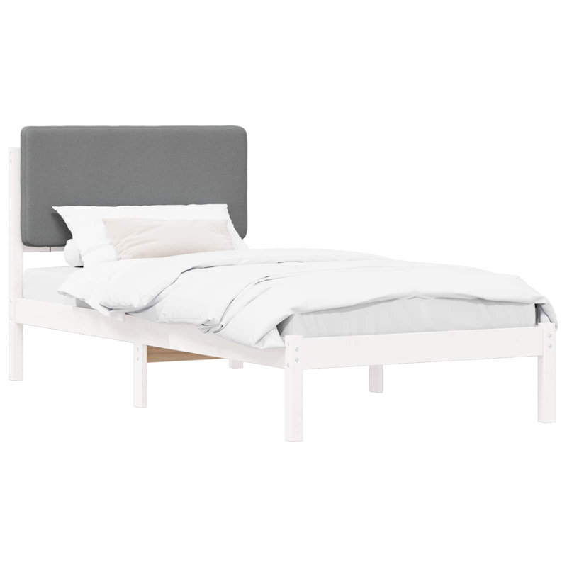 Solid Wood Bed Frame, 100 x 200cm, White/Light Grey