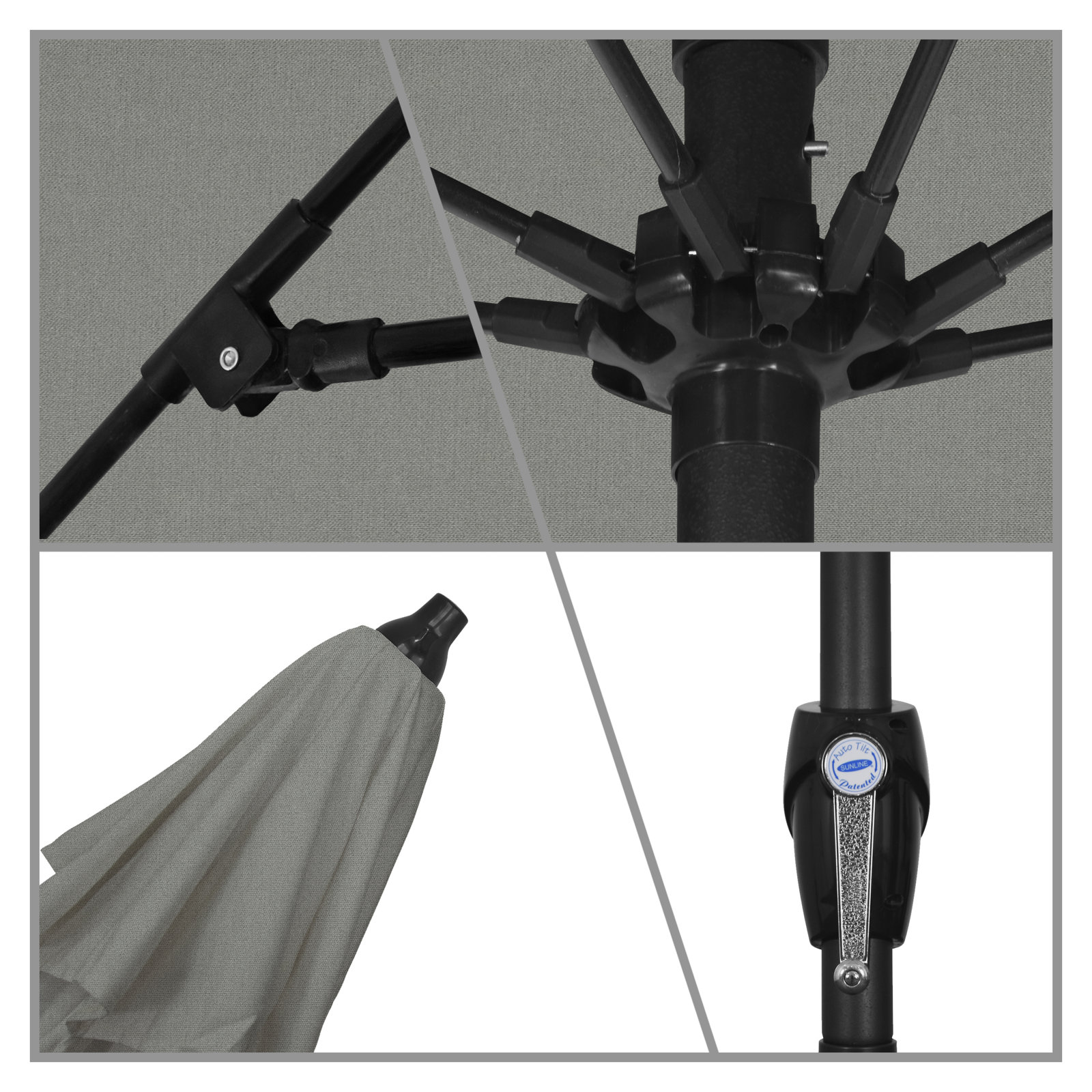 Gino 7.5' Market Sunbrella Umbrella, Canvas Charcoal Sunbrella® Canvas