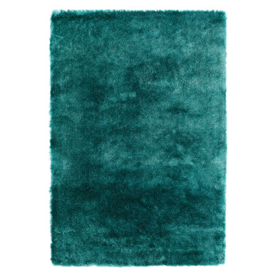 Makaila Silky Shaggy Dark Teal Area Rug