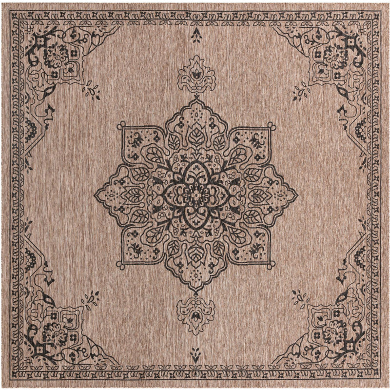 Transitional Tollefson Area Rug Camel Colour, Square 12'