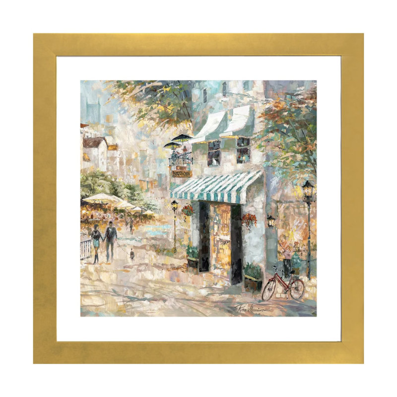 «Rooftop Café Détail II» par Ruane Manning - reproduction d'art, H 24 po x l 24 po x p 1 po, Papier encadré doré, Blanc