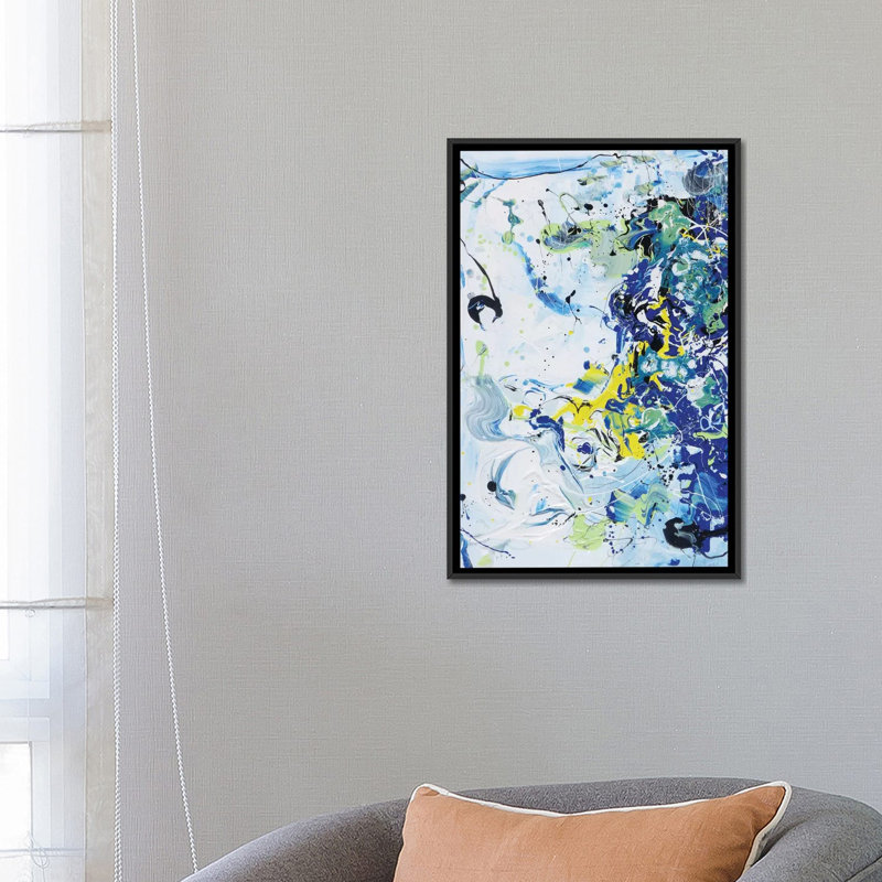 "wave vibration" , reproduction d’art sur toile tendue, H 26 po x l 18 po x P 1,5 po, Toile avec cadre noir, Pas de tapis