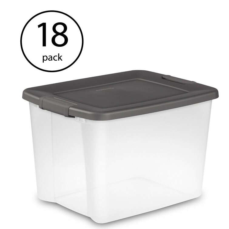 Sterilite 50 Quart Storage Clear Base Stackable Latching ShelfTote (18 Pack)