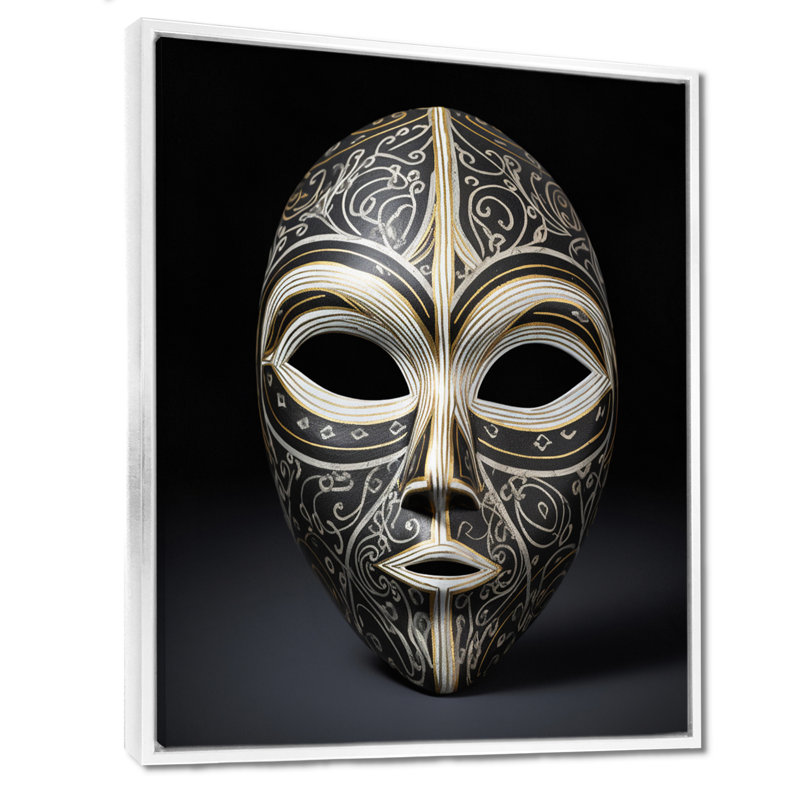 Impression sur toile, "Ethnical Traditional African Mask" - Tribal africain, H 32 po x l 16 po x P 1 po, Cadre flottant blanc