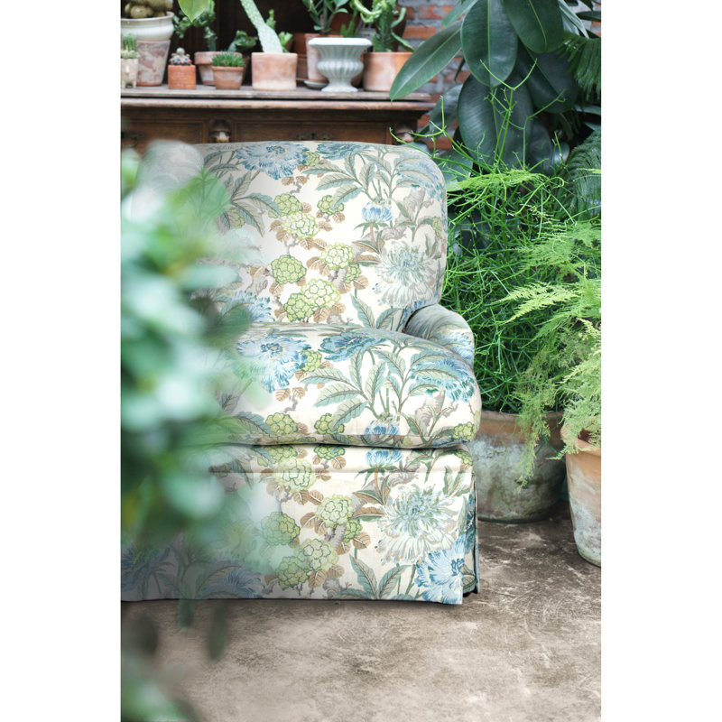 Ashmore Summer Peony 100% Linen Fabric, Blue