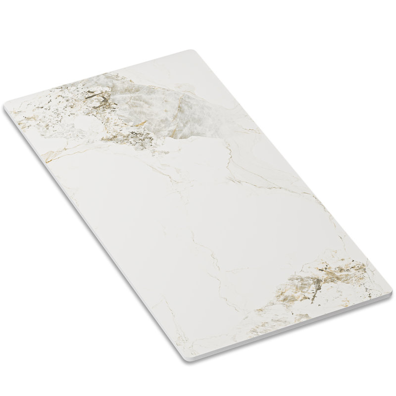 Plateau de table de salle à manger rectangulaire en pierre frittée blanche 63 "