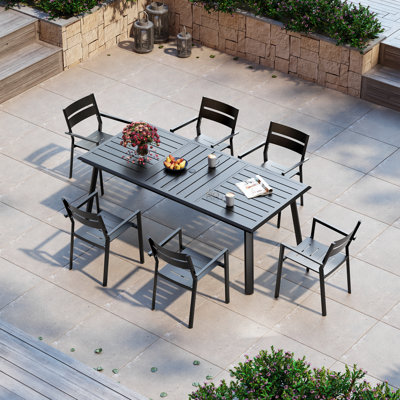 Rajni Rectangular Aluminum Outdoor Dining Table