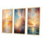 «Bold Sunset Golden Collage», 3 pièces sur toile-1049781908-1049781897