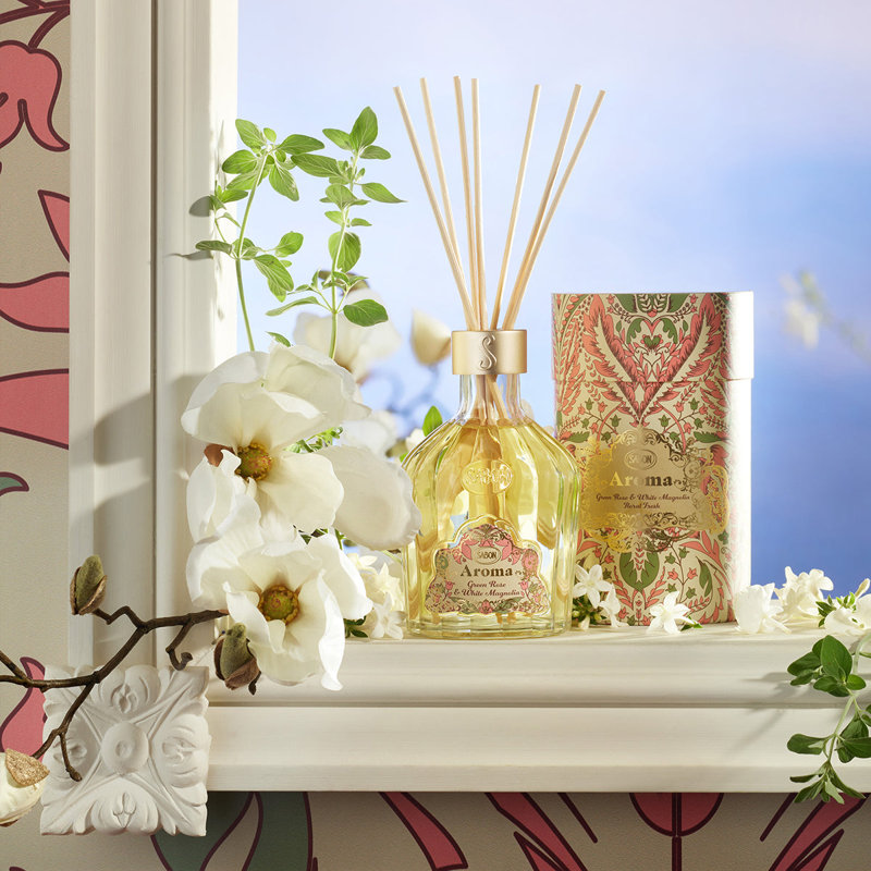 Diffuseur à roseaux AROMA 245 ml, H 5,12 po x l 2,76 po x P 2,76 po, Thé rose / violet, Thé rose / violet
