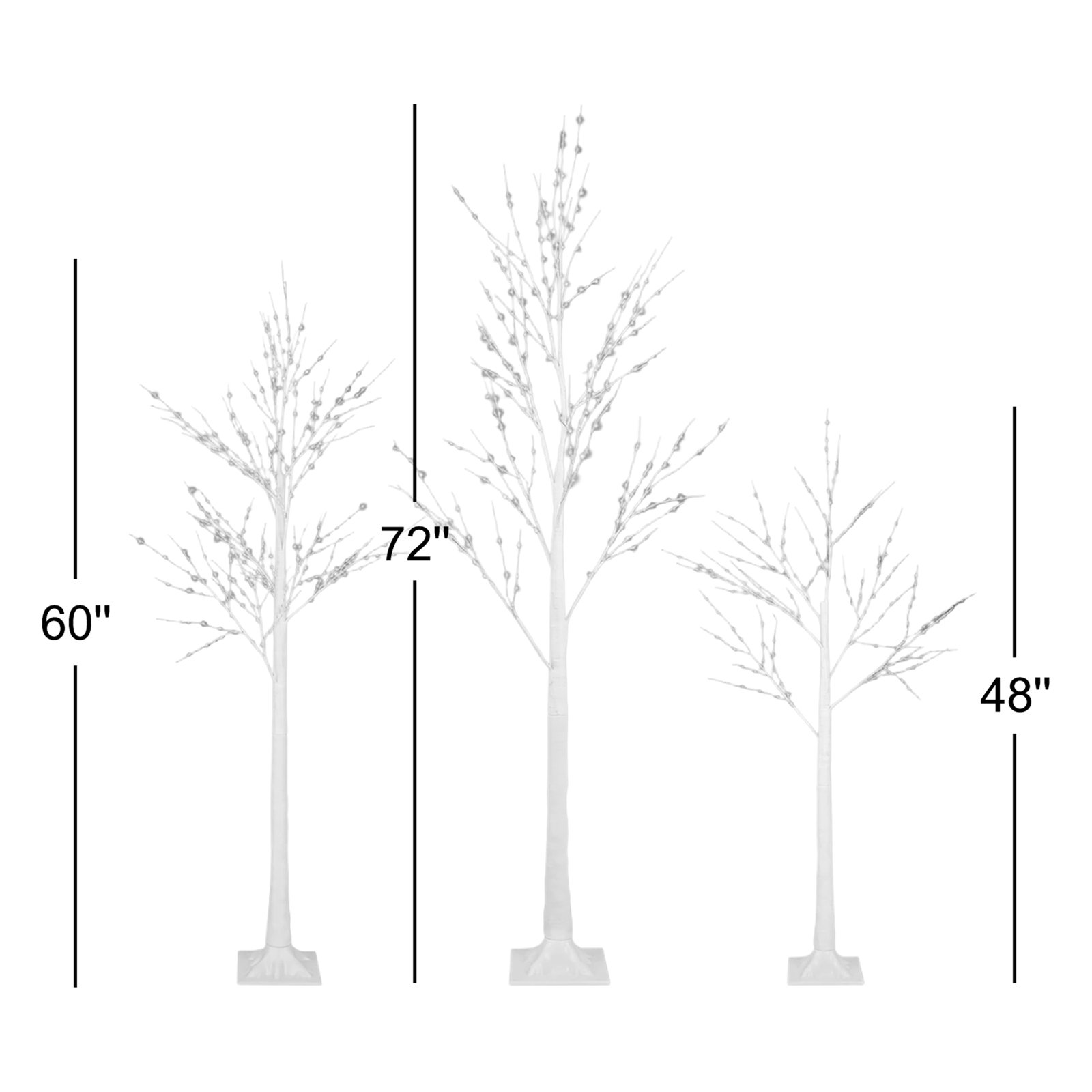 3-Piece White Lighted Artificial Christmas Trees for Decoration, Christmas Wedding Party Decorations