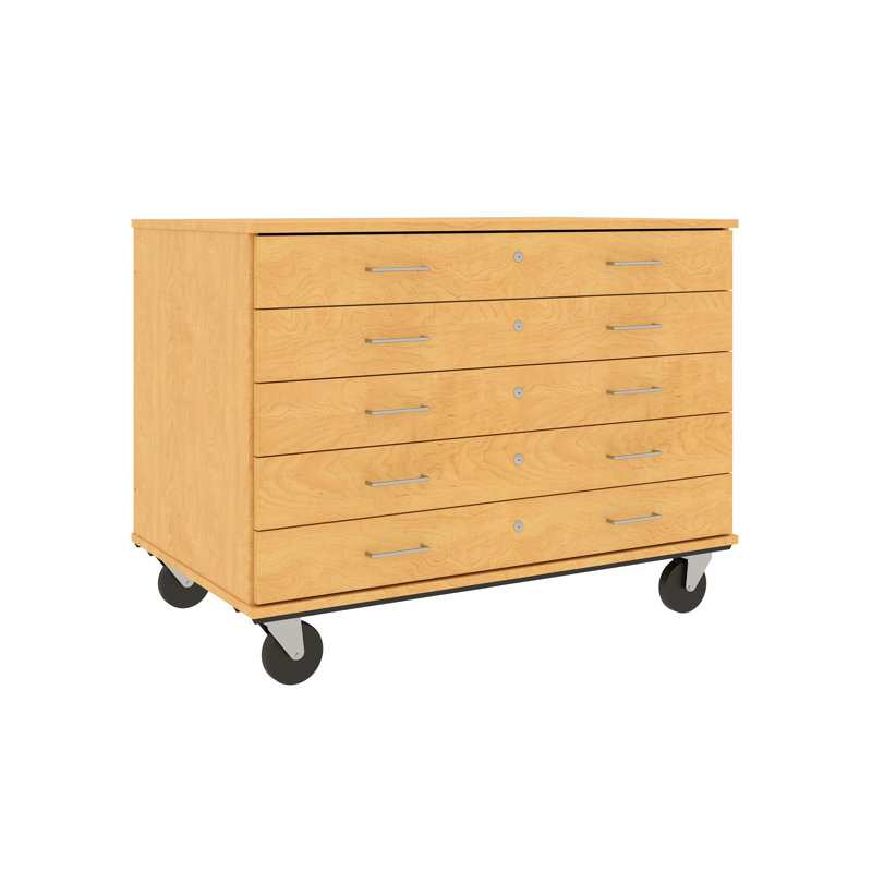 Armoire mobile à 5 compartiments avec roulettes, H 36 po x l 48 po x P 29 po, Érable