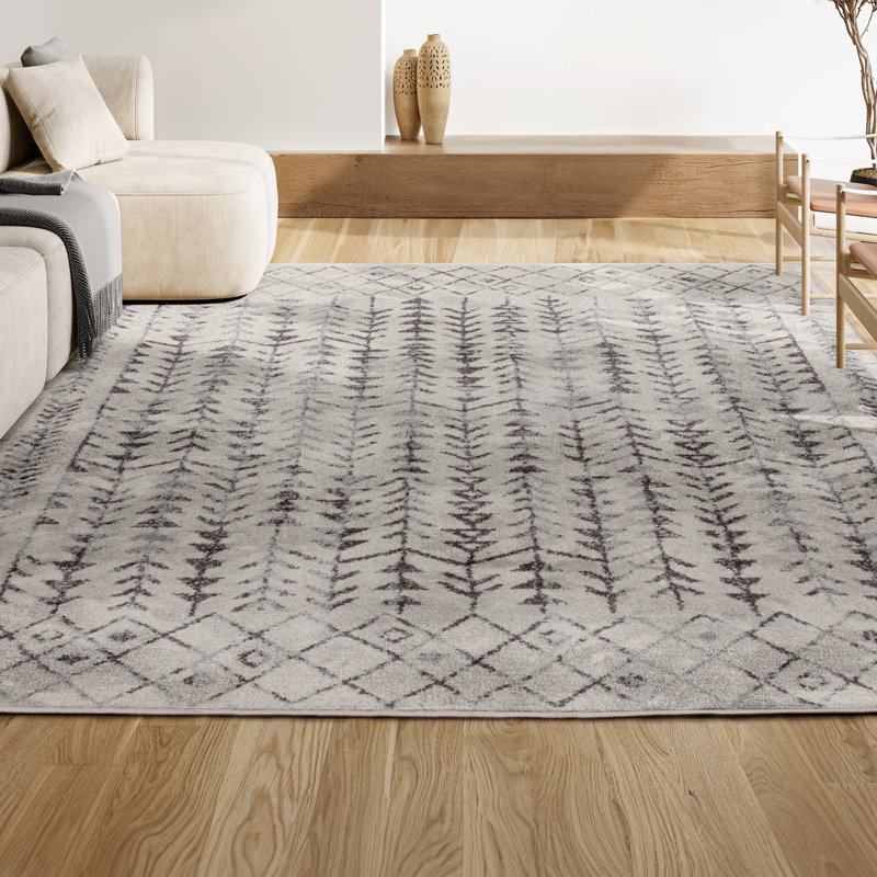 Tapis crème / gris Boutte, Rectangle 4pi x 6 pi