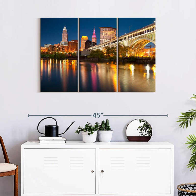 " Cleveland Downtown " 3 - Pieces, 24" H x 38" W x 1.25" D