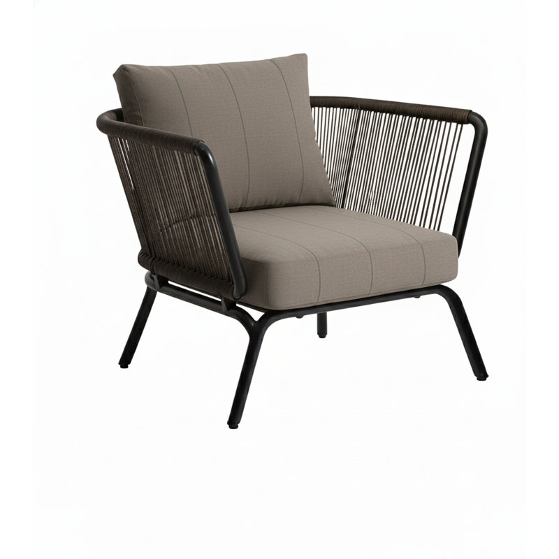 Yland Outdoor Lounge Chair, Anthracite/Taupe, White