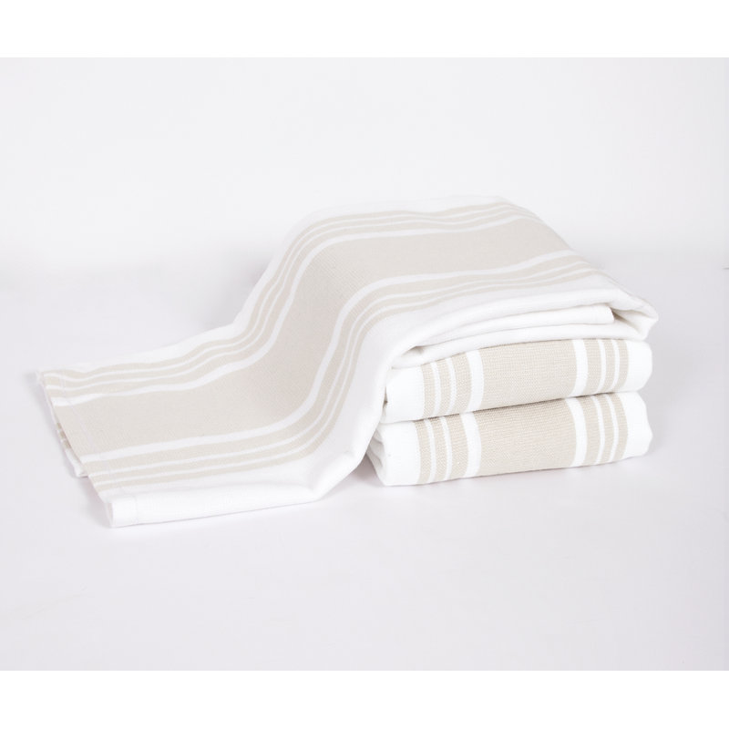 All-Clad Dual Striped Tea Towel, Almond