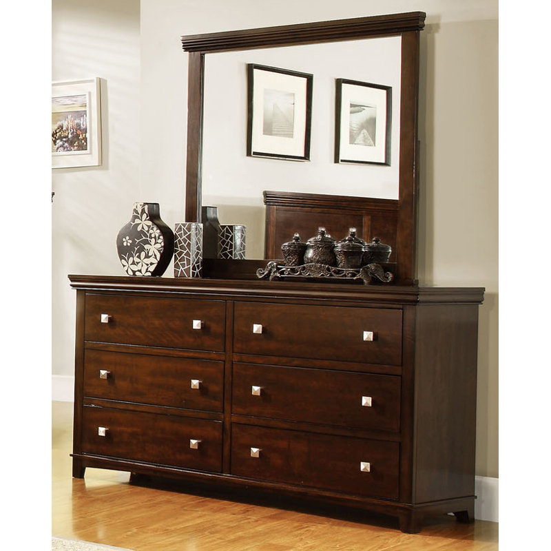 Commode double 6 tiroirs Tussey, Cerisier brun