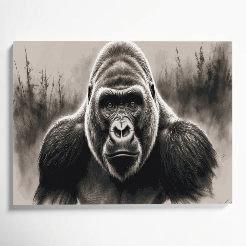 Faune, gorille de montagne, art mural sur toile beige, H 20 po x l 24 po