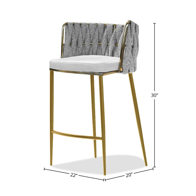 Tabouret de bar 27 po , Gris clair, Or