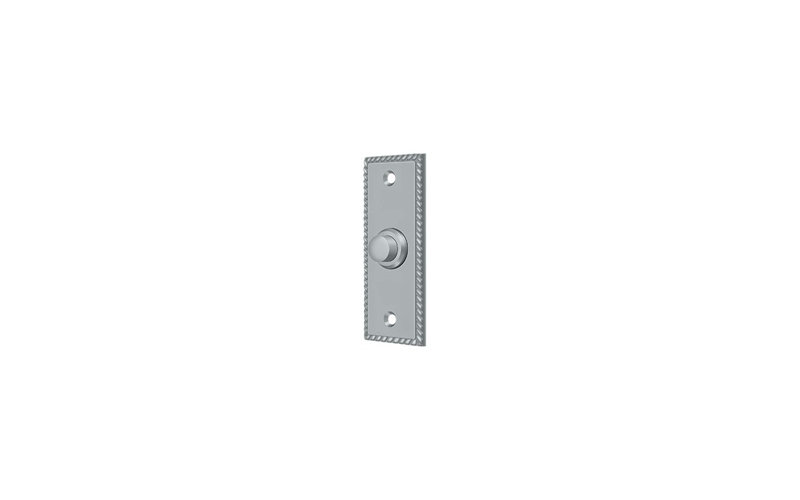 Bell Button, Rectangular with Rope Pattern in Brushed Chrome