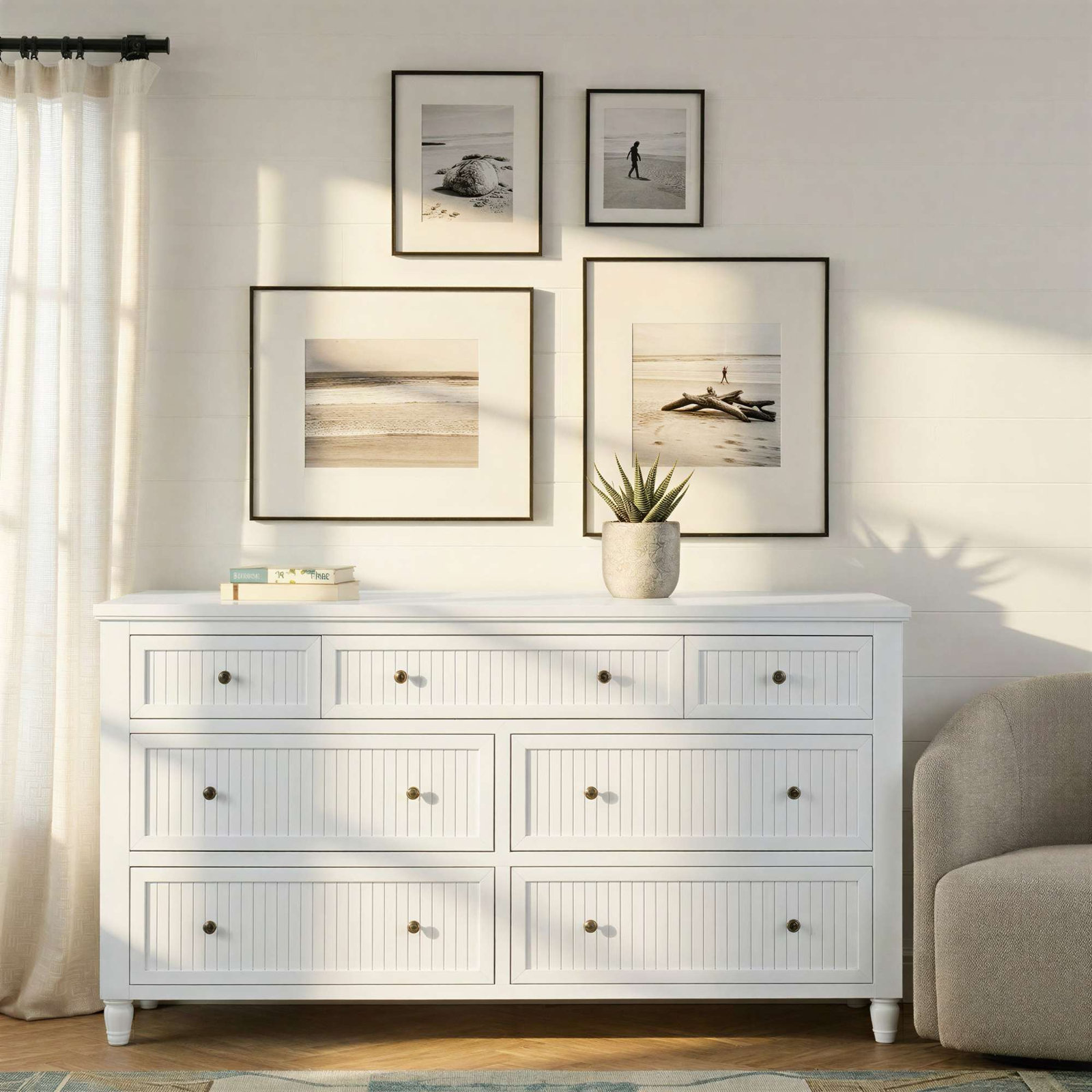 Pearce 67" Acacia Double Dresser, White