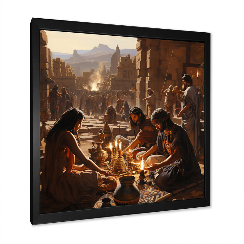 Rituels anciens de Caaden en Égypte II - reproduction, Cadre simple noir, H 30 po x l 30 po x P 1 po