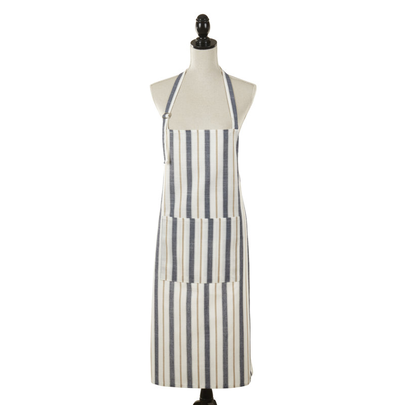 Modern Striped Apron, Blue/Gray