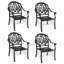 Chaise de patio en fonte d'aluminium 4 pièces avec structure noire et coussins bruns-1873653416