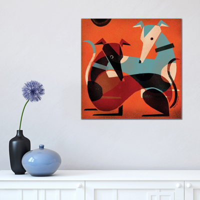 Greyhound Pair by Terry Runyan - Wrapped Canvas Print