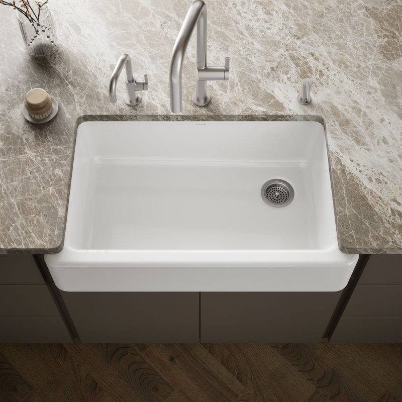 Évier de cuisine campagnard de L 36 po x l 22 po à plan incliné Whitehaven, Blanc