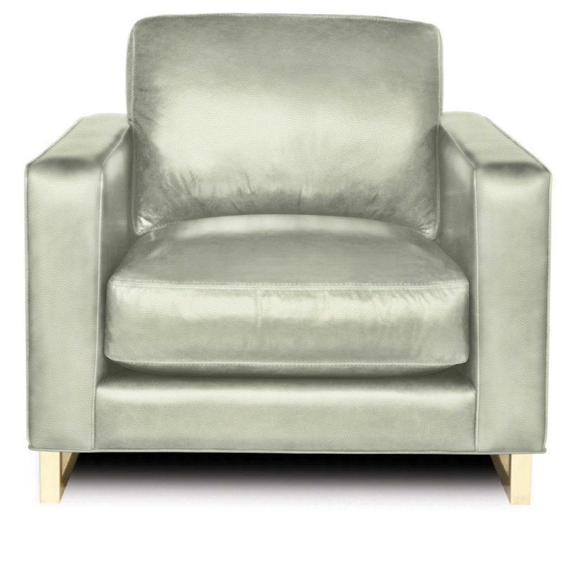 Fauteuil en cuir véritable Penelope, Laiton satiné, Blanc (rêveur)
