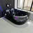 PEGASO 71" x 47" 2-Person Black Whirlpool Bathtub with Dual Pump & Heater