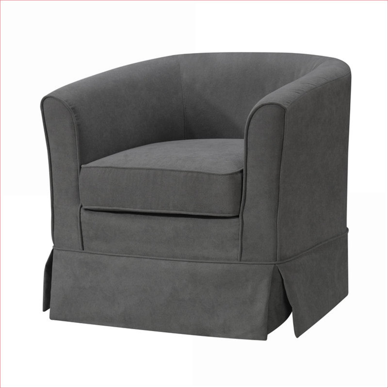 Fauteuil d'appoint pivotant en tissu tissé gris clair de 28 po pour adultes Tucker, siège confortable pour le salon, Gris