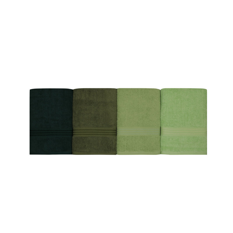 Luxurious Bath Towel Set (4 Pieces) - 100% Cotton, 28 x 55 inches | 500 GSM for Ultimate Absorbency | Includes Special Box | Elegant Light Green & Olive Green | Machine Washable, Perfect for Spa & Home Use