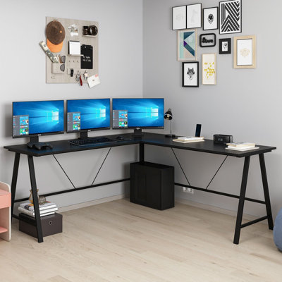 Bureau d'étude moderne, noir, 70,9 po x 29,9 po x 23,6 po | 100% panneau de particules enduit de mélamine, épaisseur: 0,7 pouce | Conception élégante et durable, idéale pour les bureaux à domicile et les espaces d'étude, surface facile à nettoyer