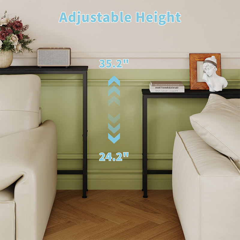 Console étroite 78,7 po avec station de charge, table de canapé à hauteur réglable avec prises de courant, table d'appoint Skinny Derrière pour le salon et le couloir