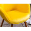 Chaise avec accoudoirs en velours jaune et pieds en bois massif